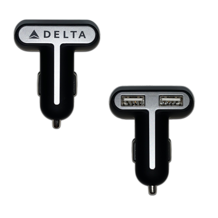 Black & White Dual USB Car Charger