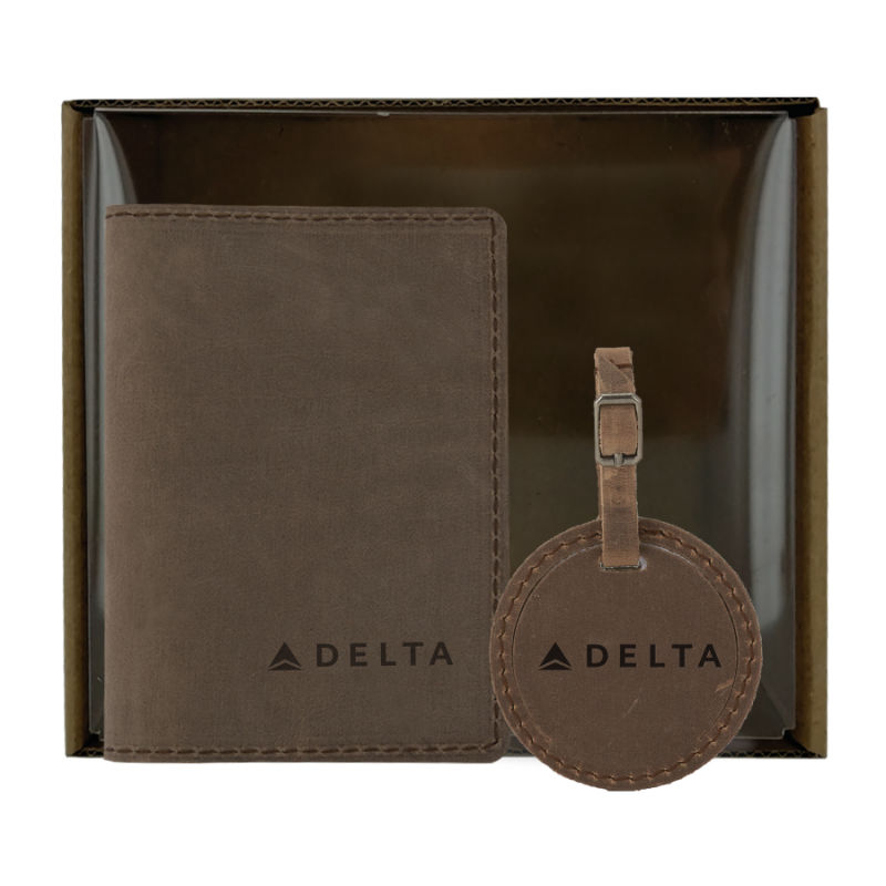Leather Passport Cover & Bag Tag Set