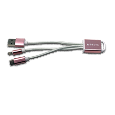 3 in 1 Charging Cable - Rose Gold - Laser Etch Logo Thumbnail