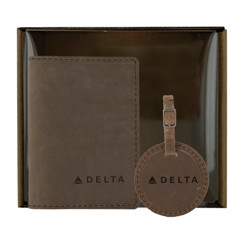 Leather Passport Cover & Bag Tag Set