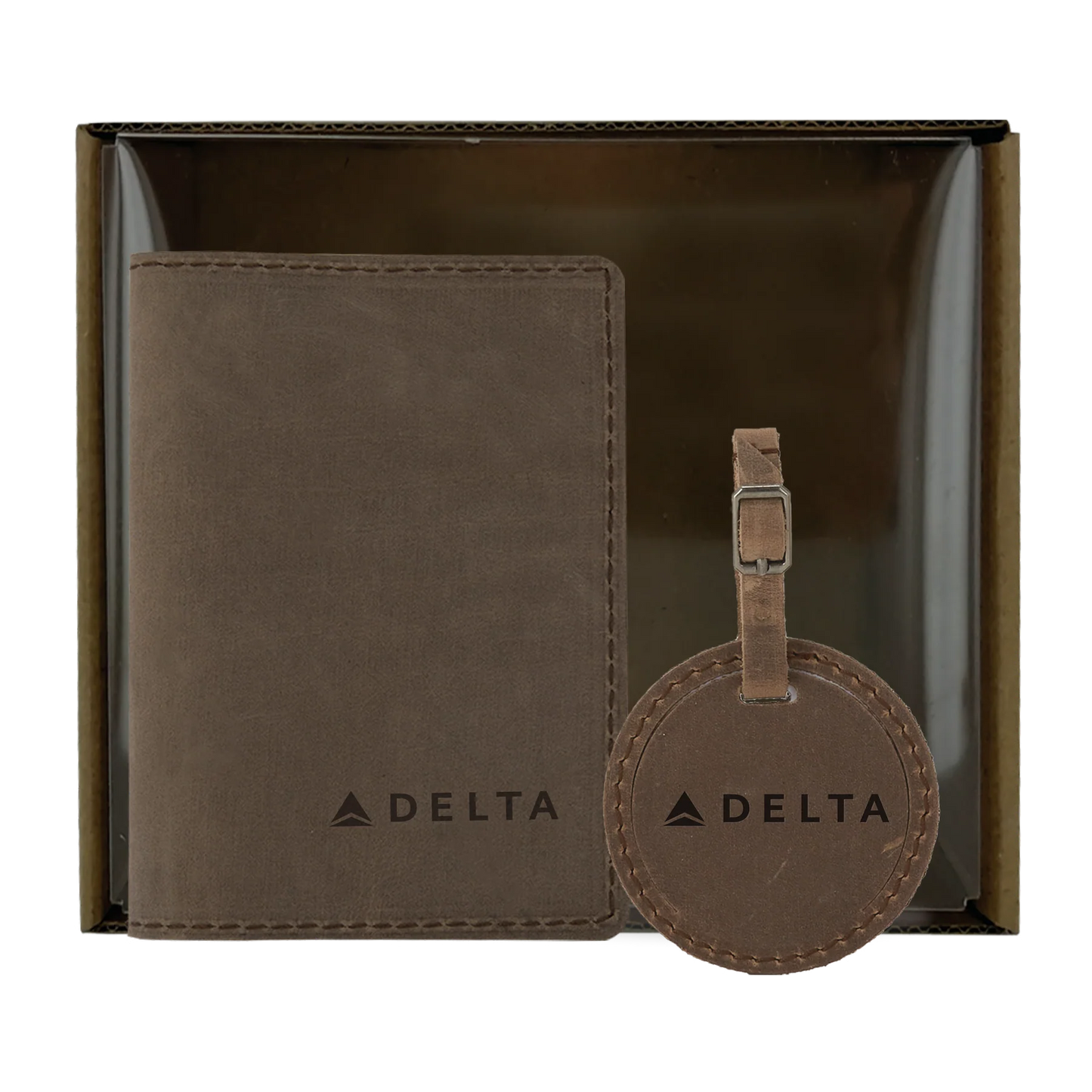 Delta Leather Passport Cover & Bag Tag Set